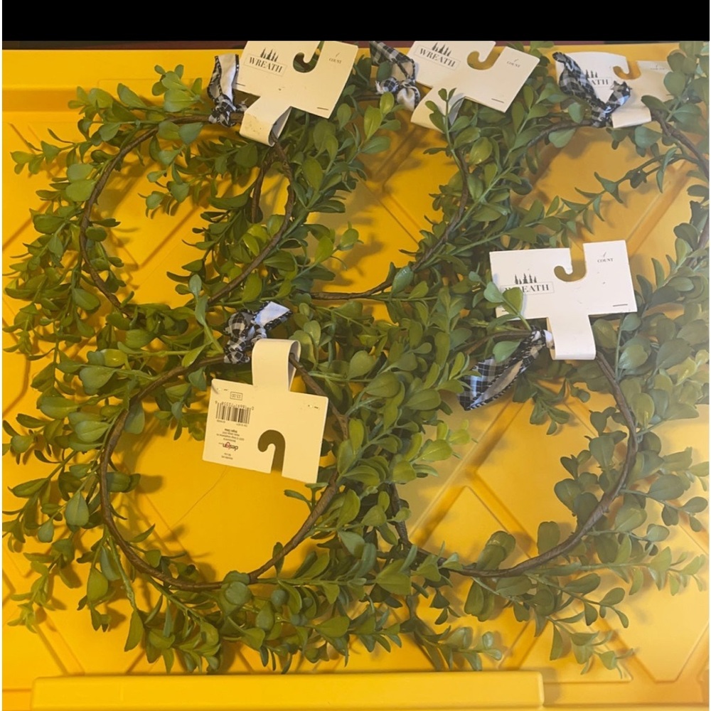 New Set of 5 Mini Farmhouse Wreaths Target Bullseye Boxwood Leaf Greenery Wreath
